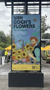 Banner announcing Van Gogh's flowers