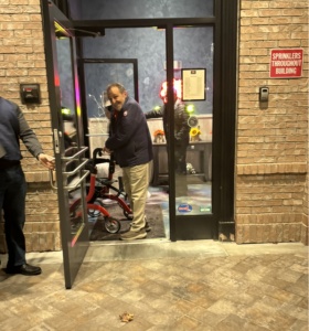 Large, street-level, main entrance to Saffire