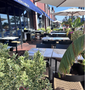 View of outdoor dining area